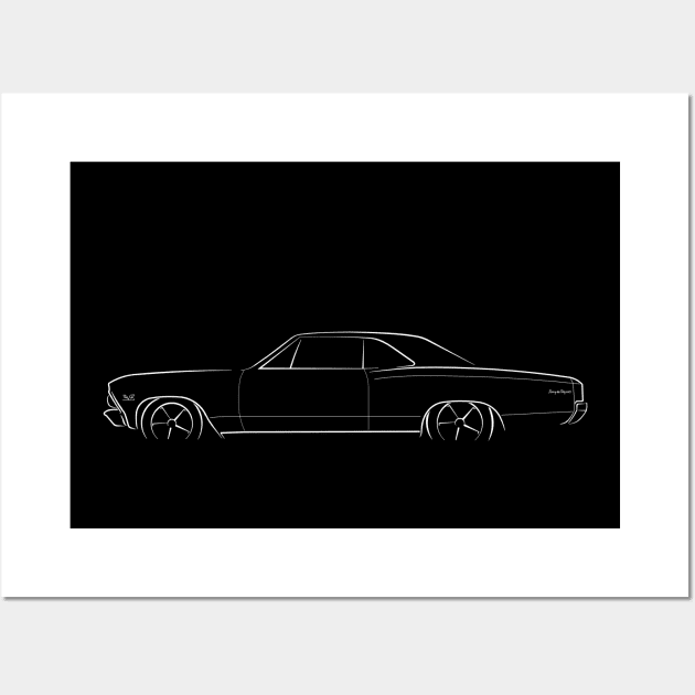 1966 Chevy Chevelle - profile stencil, white Wall Art by mal_photography